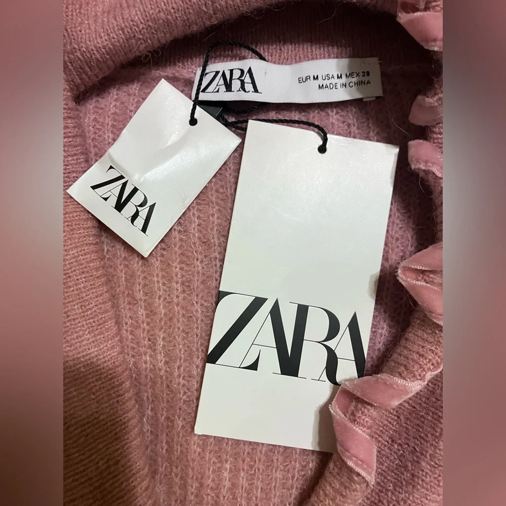 Zara NWT Pink Ruffled Cardigan - Picture 7 of 11